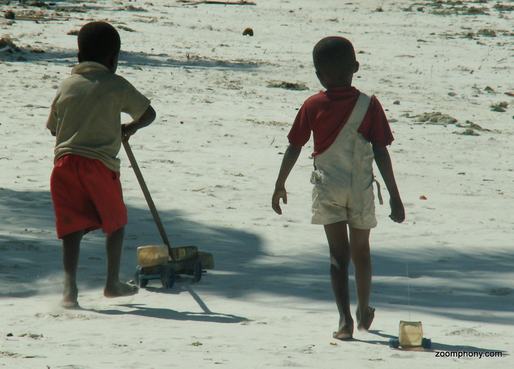 african kids, pet bottles